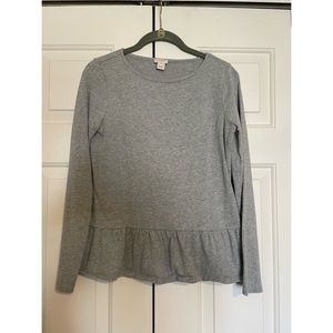 J. Crew Grey Peplum Long sleeve